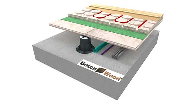 Pavimento radiante sopraelevato su BetonWood TG