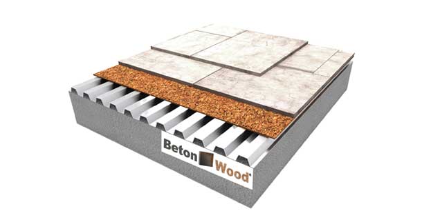 Pavimento sopraelevato isolante con doppio BetonWood e sughero